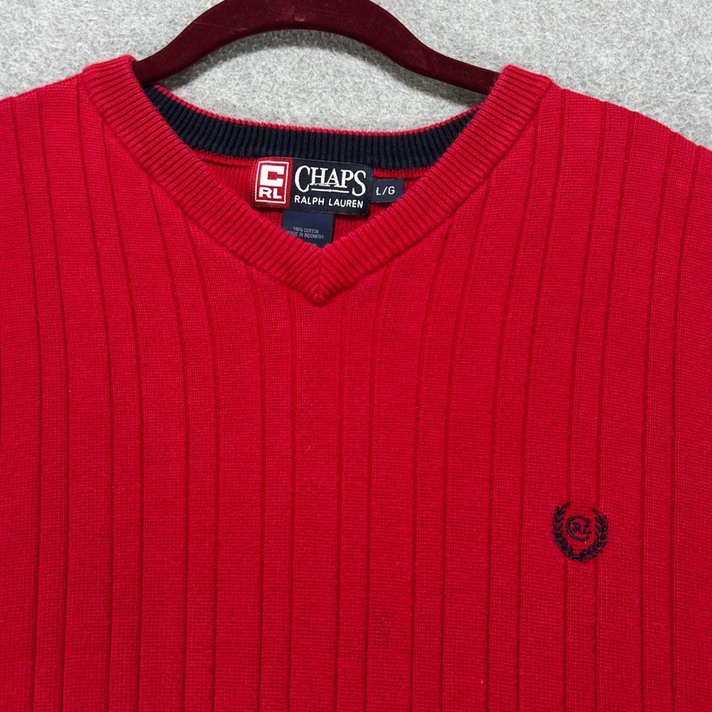 Chaps Ralph Lauren Sweater Vest Mens Large Red Preppy Old Money Vintage